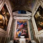 Annibale_Carracci_e_Caravaggio,_Cappella_Cerasi 2 Картины Караваджо